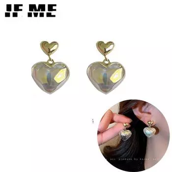 IF ME элегантные золотые серьги с жемчугом и сердечками для женщин, ювелирные аксессуары