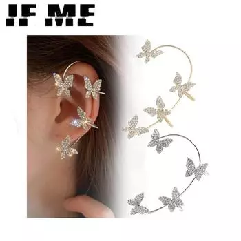 IF ME элегантные золотые, серебряные серьги для женщин, серьги-клипсы с бабочкой, звездой и листком, серьги с кисточками, ювелирные аксессуары 3