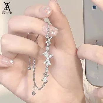 IF ME элегантный браслет с бантом для женщин, серебряные браслеты с кристаллами, аксессуары, ювелирные изделия