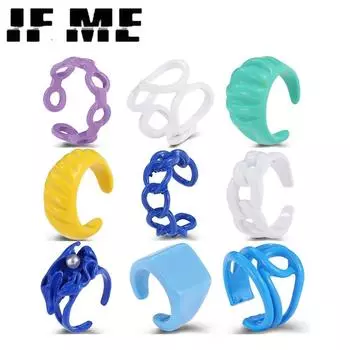 IF ME эстетические креативные гиперболические геометрические нерегулярные металлические открытые кольца для женщин и девочек, полое кольцо на палец, ювелирное изделие, подарок DY53446