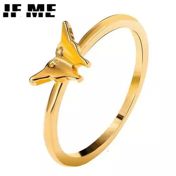 IF ME эстетические милые индивидуальные кольца на палец с бабочкой для женщин и девочек, золотого цвета, металлическое кольцо с животными, металлическое кольцо на указательный палец, ювелирные изделия, новинка DY5270601