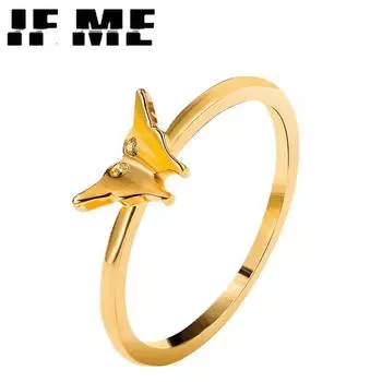 IF ME эстетические милые индивидуальные кольца на палец с бабочкой для женщин и девочек, золотого цвета, металлическое кольцо с животным на указательный палец, ювелирные изделия DY5270601