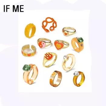IF ME эстетичные желейные конфетные красочные кристально-прозрачные акриловые кольца из смолы для женщин и девочек, корейские модные кольца, ювелирные изделия, новинка 2021 года Style 1
