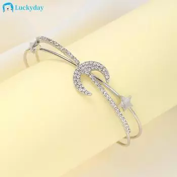 IF ME блестящий браслет с цирконом, звезда, луна, крест, серебряные браслеты с открытием для женщин, ювелирные аксессуары moon