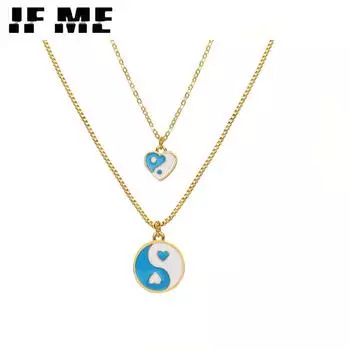 IF ME Богемия, двухслойное ожерелье с подвеской Инь Ян для женщин, креативное красочное капающее масло, летние ювелирные изделия, ожерелье с подвеской ABSMT00408-54298