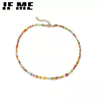 IF ME богемное красочное ожерелье из бисера, простое колье-колье, массивное ожерелье с коротким воротником, цепочка на ключицы для женщин, ювелирное изделие, подарок ABSMT00416-54268
