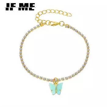 IF ME богемные цветные бусины, ножные браслеты для женщин, летние океанские пляжные браслеты ручной работы на щиколотке с бабочкой, украшения для ног и ног CS1906210425