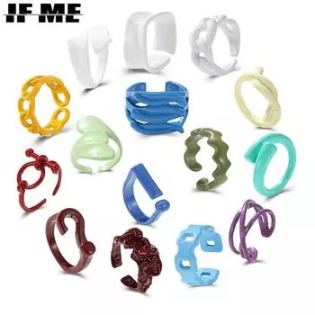IF ME Богемные геометрические кольца в форме сердца для женщин и мужчин Радужный цвет, металлические кольца для пар, подарки, ювелирные изделия Style 39