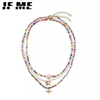 IF ME богемные радужные бусины ручной работы в форме конфет, индивидуальное многослойное ожерелье-спутник, женское модное ювелирное ожерелье ABSMT00383-5428202