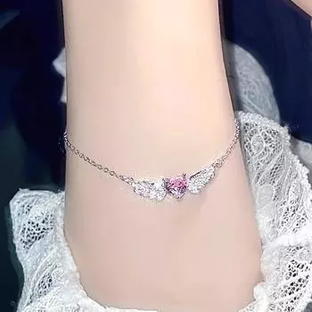 IF ME браслет с крыльями ангела для женщин, простой розовый циркон в форме сердца, серебряные браслеты, аксессуары, ювелирные изделия