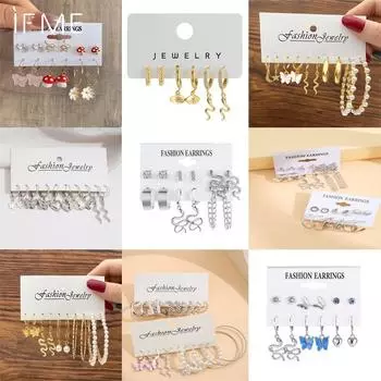 IF ME Butterfly Heart Hoop Earring Set for Women Girls Vintage Love Artificial Pearl Fashion Dangle Earings Trendy Jewelry