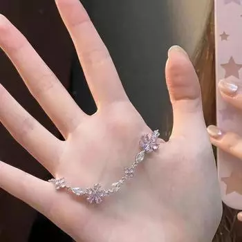 IF ME Цирконовый цветочный браслет для женщин, изысканные серебряные браслеты с кристаллами, аксессуары, ювелирные изделия