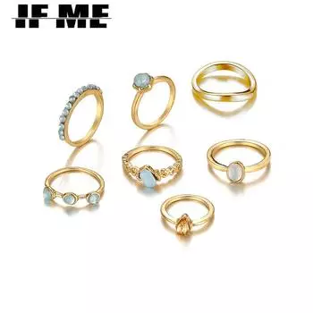 IF ME европейское и американское простое ретро-круглое кольцо с драгоценным камнем модное темпераментное ювелирное изделие богини хитовое кольцо подходящего цвета кольцо комплект из 8 предметов