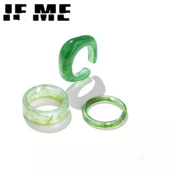 IF ME геометрические квадратные круглые прозрачные открытые кольца из акриловой смолы, набор для женщин, корейское зелено-коричневое кольцо, вечерние ювелирные изделия, подарки