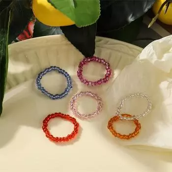 IF ME Эстетический шикарный регулируемый прозрачный полимерный бусин кольцо на палец для женщин и девочек однотонная цепочка из бисера указательные кольца ювелирные изделия DY5375002