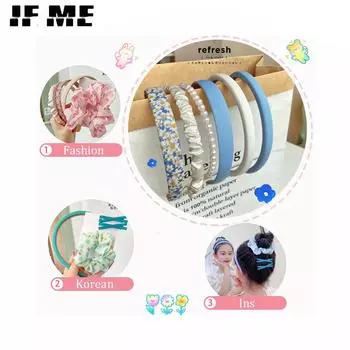 IF ME корейская мода красочный цветочный ободок для волос с широкой оправой и жемчугом повязка на голову женские аксессуары