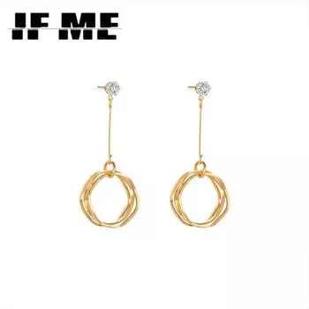 IF ME корейские простые круглые бриллиантовые геометрические золотые серьги, элегантные серьги в стиле ретро, ювелирные аксессуары