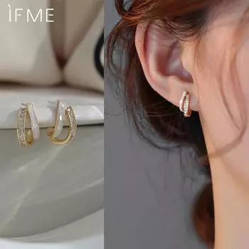 IF ME корейские серьги из циркония для женщин, серьги для пирсинга в форме буквы C, модные аксессуары, ювелирные изделия, подарок
