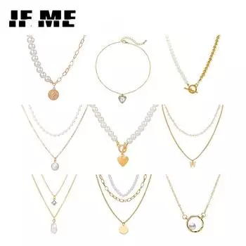 IF ME корейский жемчуг кулон ожерелье модные многослойные цепочки ожерелья колье ювелирные аксессуары 1