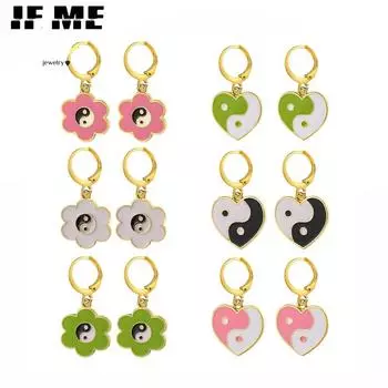 IF ME красочные серьги-кольца в форме сердца Тай Чи кулон серьги аксессуары ювелирные изделия 1