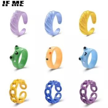 IF ME красочные смоляные кольца с животными, полые кольца с лягушкой и курицей, аксессуары унисекс, ювелирные изделия для вечеринки 1