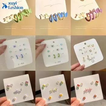 IF ME красочный цветок серьги-бабочки комплект сердце бант искусственный жемчуг серьги-гвоздики из смолы для женщин ювелирные аксессуары 25