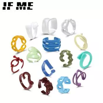 IF ME массивные креативные макароны конфеты красочные гиперболические геометрические металлические эмалированные цепочки открытые кольца для женщин и девочек ювелирные изделия на палец DY5419501