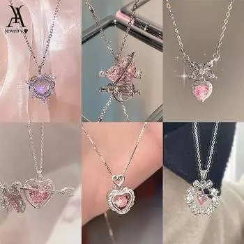 IF ME Милое розовое ожерелье с подвеской из циркония в форме сердца, цепочка-чокер для женщин, ювелирные аксессуары 24