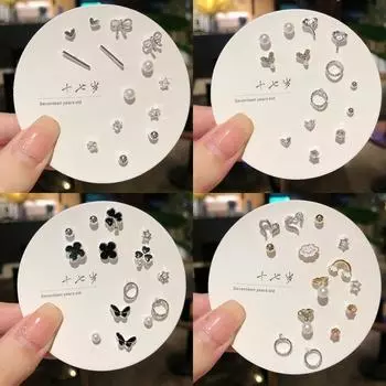 IF ME милые маленькие серьги-гвоздики в форме сердца, бабочки, искусственный жемчуг, циркониевые серьги для женщин, ювелирные аксессуары