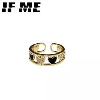 IF ME Мода Хрустальное сердце Ажурные кольца Регулируемые открытые кольца для женщин Аксессуары Ювелирные изделия 2
