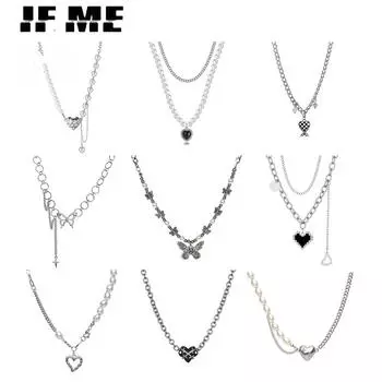 IF ME модное ожерелье сердце бабочка кулон колье шить цепи аксессуары ювелирные изделия 17
