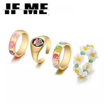 IF ME модные готические геометрические кольца черного цвета с сердечками для женщин и девочек, винтажные серебряные простые свадебные кольца на указательный палец, ювелирные изделия, подарки Style 1