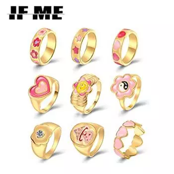 IF ME модные кольца в форме сердца для женщин, изысканные красочные зеленые глянцевые металлические кольца, оптовая продажа ювелирных изделий Style 70