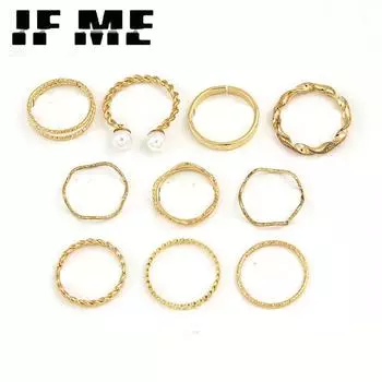 IF ME модные золотые геометрические круглые кольца в форме сердца, набор для женщин и девочек, простые кольца на палец в стиле панк с крестом, трендовые ювелирные изделия для вечеринки CS5450301
