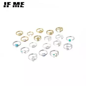 IF ME модные золотые геометрические круглые кольца в форме сердца, набор для женщин и девочек, простые кольца на палец с крестом, трендовые ювелирные изделия для вечеринки CS5450301