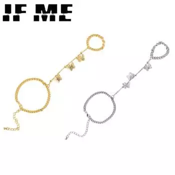 IF ME модный браслет для женщин простой регулируемый металлический браслет с подвеской в виде бабочки браслет-цепочка на палец темпераментные ювелирные аксессуары 1
