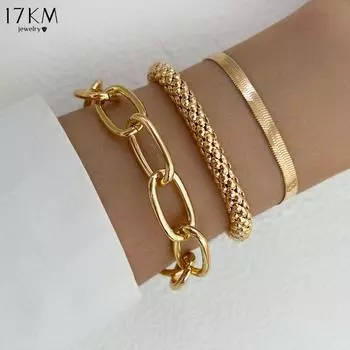 IF ME Набор из 3 предметов многослойного браслета из змеиной кости, персонализированный браслет из металлической цепочки в стиле ретро для женщин, лучший подарок для друзей