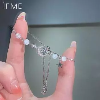 IF ME опаловый браслет со звездой и луной для женщин, модные серебряные браслеты с кристаллами, аксессуары, ювелирные изделия