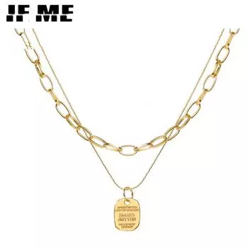 IF ME персонализированное квадратное ожерелье с подвеской в виде буквы, модное многослойное золотистое, серебряное ожерелье-цепочка, женские ювелирные аксессуары, подарок gold