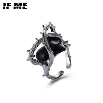 IF ME персонализированные серебряные кольца черно-белое кольцо с шипами в виде сердца для женщин ювелирные аксессуары 1