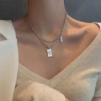 IF ME письмо-вешалка ожерелье модное двухслойное серебряное колье-цепочка для женщин ювелирные аксессуары