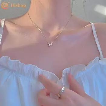 IF ME Простое ожерелье с бантом для женщин Элегантные серебряные ожерелья для лучшего друга Аксессуары Ювелирные изделия