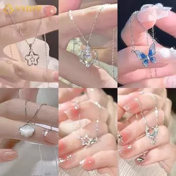 IF ME Простое ожерелье с бантом из циркона в форме сердца для женщин с подвеской из кристаллов, чокер, аксессуары, ювелирные изделия 25