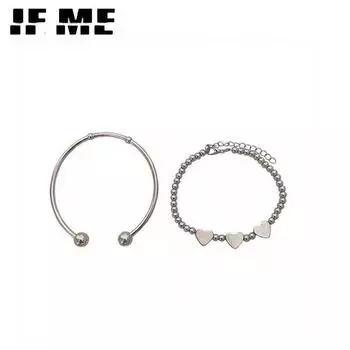 IF ME простой модный браслет с бусинами, набор сердец, серебряный открытый браслет, женские ювелирные аксессуары