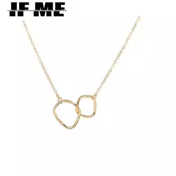 IF ME простой золотой цвет геометрический двойной круг кулон ожерелье для женщин минимализм дизайн нерегулярная цепочка на ключицы ювелирные изделия