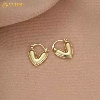 iF ME Простые металлические серьги-кольца в форме сердца для женщин, масляные золотые и серебряные серьги-гвоздики, аксессуары, ювелирные изделия 1