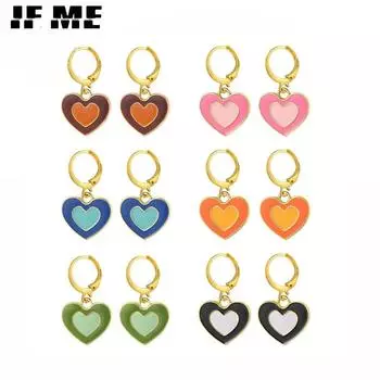 IF ME простые серьги-кольца, капающие масла, кулон с двойным сердцем, серьги, аксессуары, ювелирные изделия 1