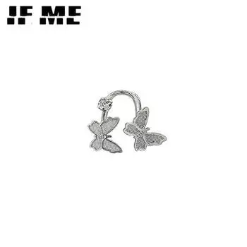 IF ME простые серебряные серьги-клипсы с кристаллами, серьги-бабочки для женщин, ювелирные изделия, модные аксессуары