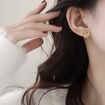 IF ME простые золотые серьги в форме сердца для женщин, модные серьги-гвоздики в стиле ретро, аксессуары, ювелирные изделия, подарок