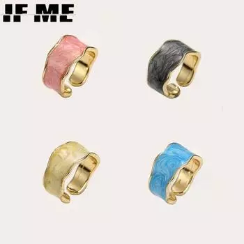IF ME Ретро Нерегулярное открытое золотое кольцо Модные кольца на палец Пара ювелирных аксессуаров 1